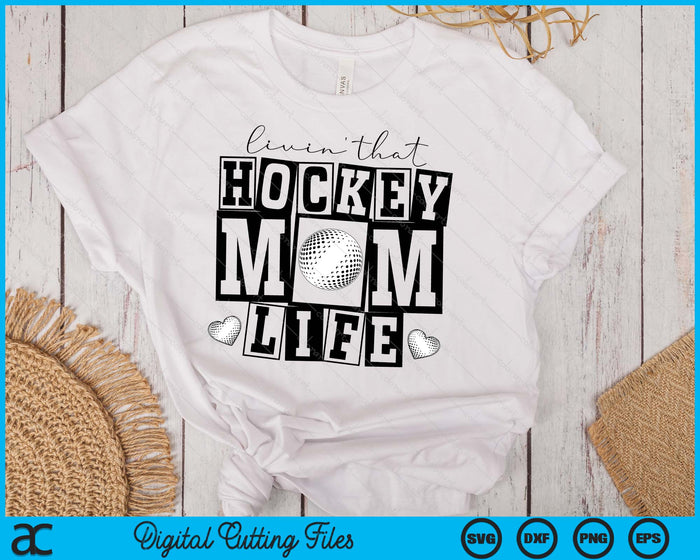 Livin' That  Retro Hockey Mom SVG PNG Digital Printable Files Livin' That  Retro Hockey Mom SVG PNG Digital Printable Files