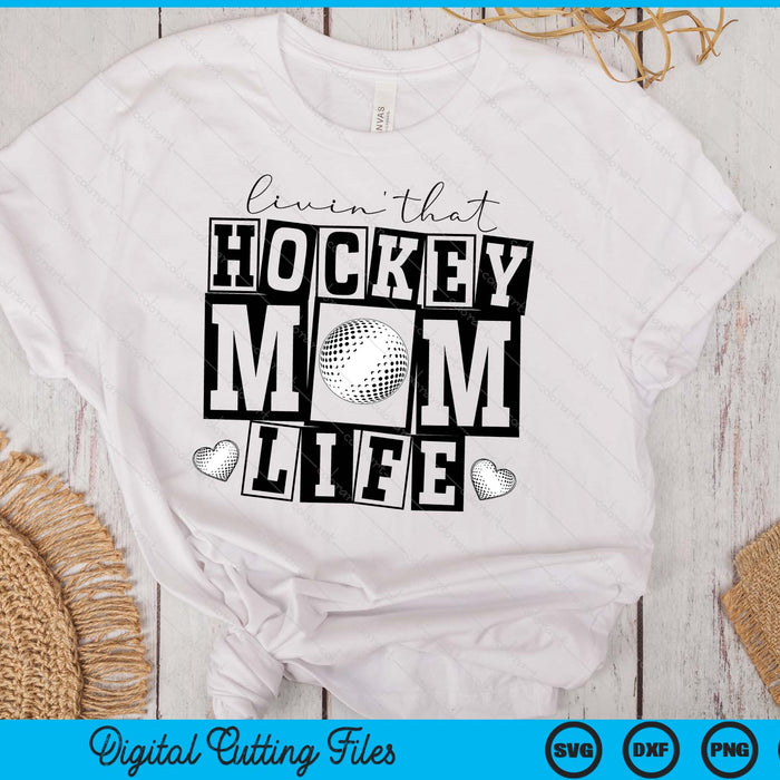 Livin' That  Retro Hockey Mom SVG PNG Digital Printable Files Livin' That  Retro Hockey Mom SVG PNG Digital Printable Files