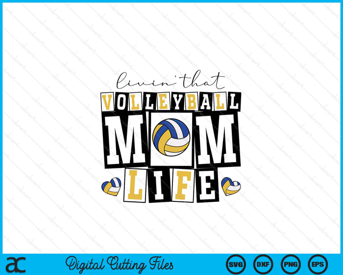 Livin' That  Retro Volleyball Mom SVG PNG Digital Printable Files Livin' That  Retro Volleyball Mom SVG PNG Digital Printable Files