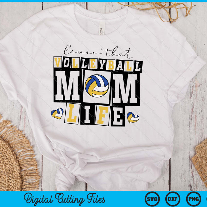 Livin' That  Retro Volleyball Mom SVG PNG Digital Printable Files Livin' That  Retro Volleyball Mom SVG PNG Digital Printable Files