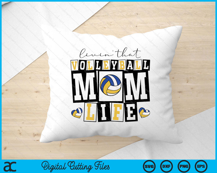 Livin' That  Retro Volleyball Mom SVG PNG Digital Printable Files Livin' That  Retro Volleyball Mom SVG PNG Digital Printable Files