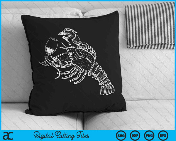 Lobster Wine Drinking Shirt Funny Beach Cruise Vacation SVG PNG Digital Cutting File
