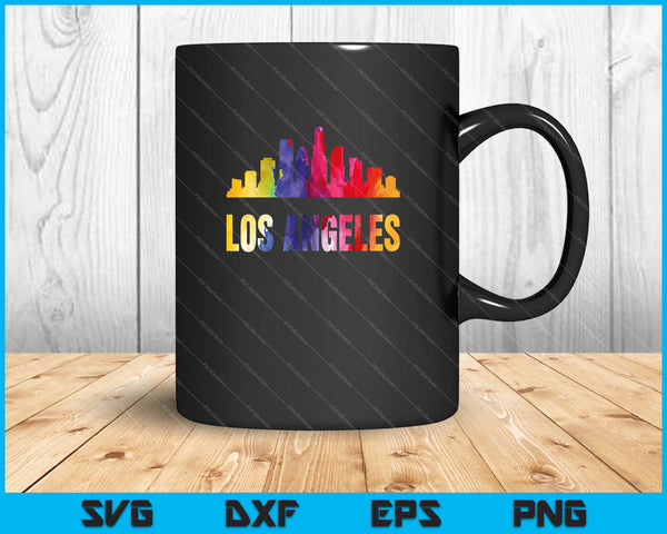 Los Angeles Watercolor Skyline Home State Souvenir Gift SVG PNG Cutting Printable Files