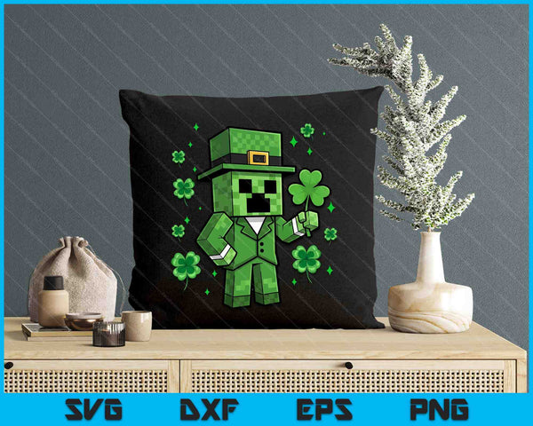 Lucky Leprechaun St Patrick's Day Video Game Pixel SVG PNG Digital Printable Files