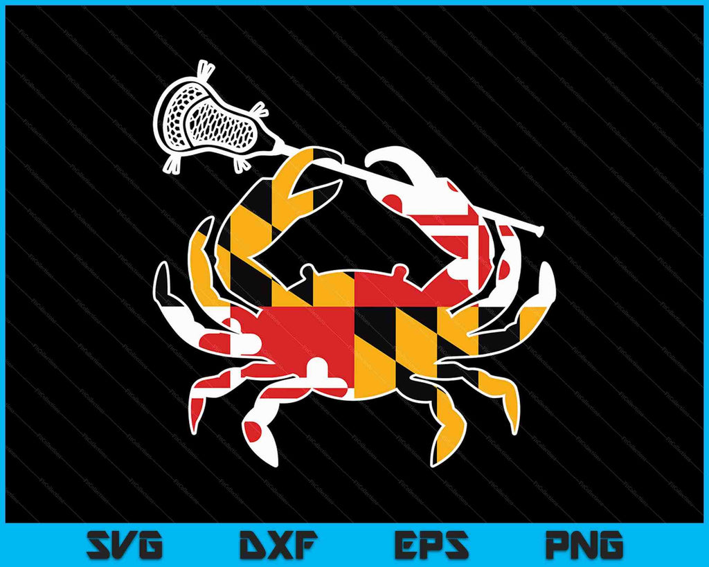 Maryland State Flag Crab Lacrosse Complete Stick SVG PNG Cutting Files