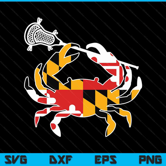 Maryland State Flag Crab Lacrosse Complete Stick SVG PNG Cutting Printable Files