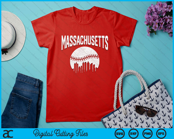 Massachusetts City California Baseball Skyline Vintage Souvenir SVG PNG Digital Printable Files