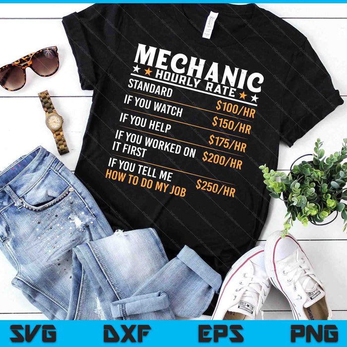 Mechanic Hourly Rate Funny Mechanic Worker SVG PNG Digital Cutting Files