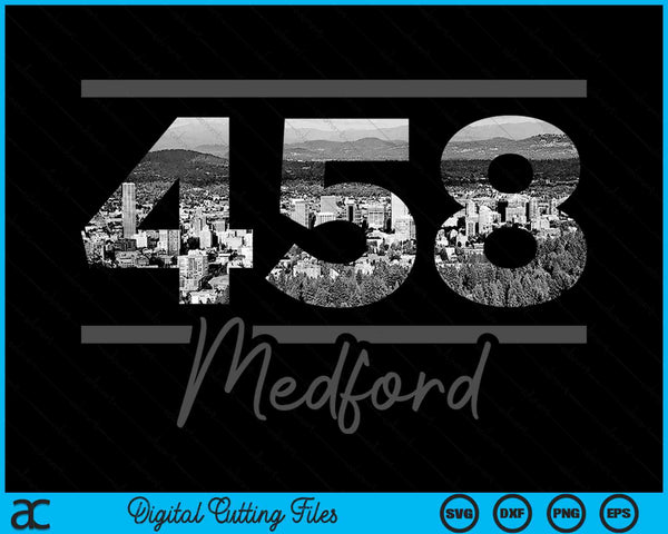 Medford 458 Area Code Skyline Oregon Vintage SVG PNG Digital Cutting Files