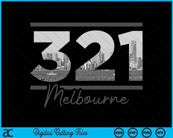 Melbourne 321 Area Code Skyline Florida Vintage SVG PNG Digital Cutting Files