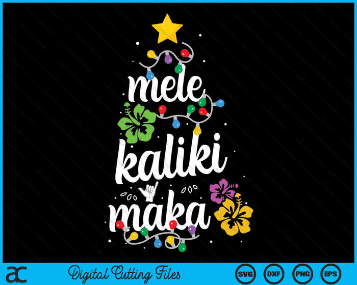 Mele Kalikimaka Hawaiian Christmas Tree SVG PNG Digital Cutting Files
