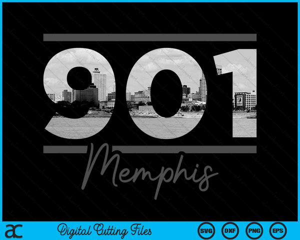 Memphis 901 Area Code Skyline Tennessee Vintage SVG PNG Digital Cutting Files