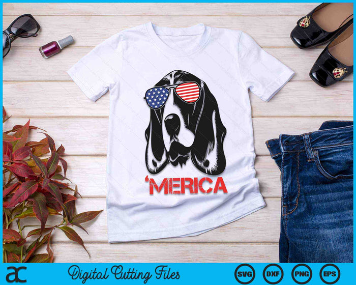 Merica Basset Hound Amerikaanse vlag 4 juli SVG PNG digitale snijbestanden Merica Basset Hound Amerikaanse vlag 4 juli SVG PNG digitale snijbestanden