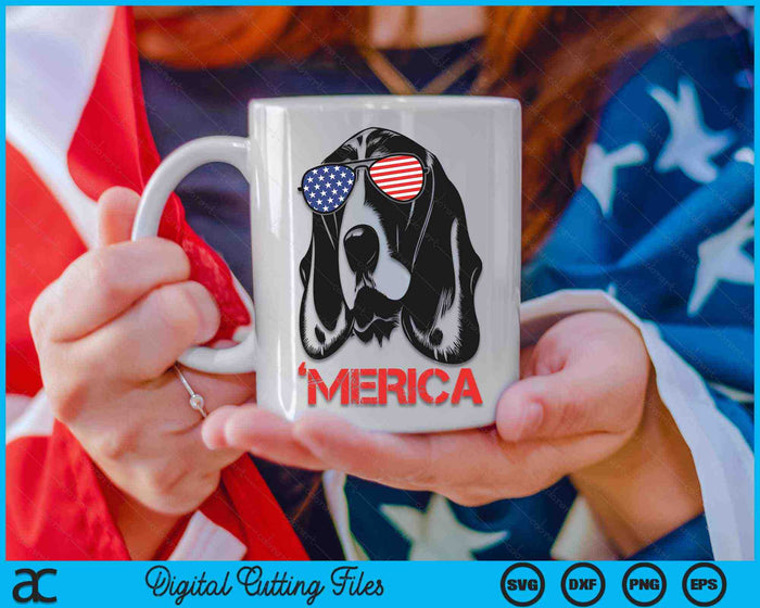 Merica Basset Hound Amerikaanse vlag 4 juli SVG PNG digitale snijbestanden Merica Basset Hound Amerikaanse vlag 4 juli SVG PNG digitale snijbestanden