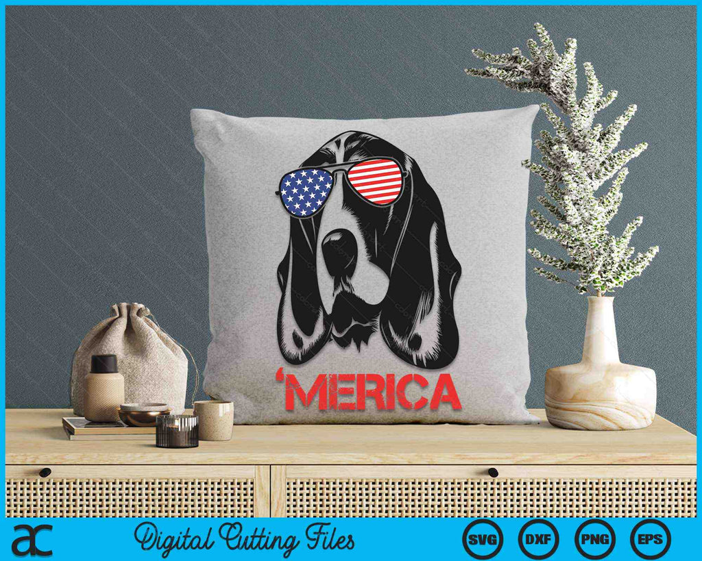 Merica Basset Hound American Flag 4th Of July Svg Png Cutting Files Creativeusarts 8072