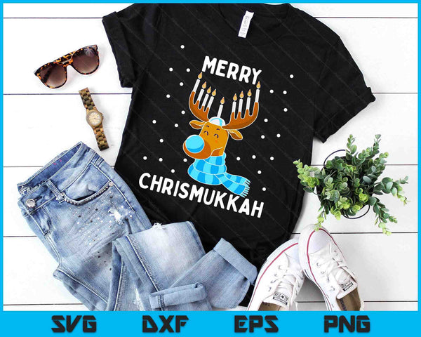 Merry Chrismukkah Jewish Christmas Hanukkah Reindeer Menorah SVG PNG Digital Printable Files