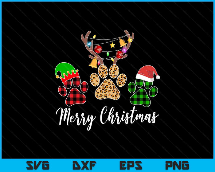 Merry Christmas Dog Paws Lights Buffalo Plaid & Leopard Xmas SVG PNG Digital Cutting Files Merry Christmas Dog Paws Lights Buffalo Plaid & Leopard Xmas SVG PNG Digital Cutting Files