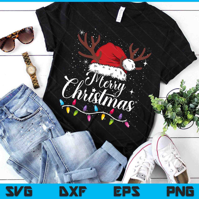 Merry Christmas Red Santa Hat Reindeer Xmas SVG PNG Digital Printable Files Merry Christmas Red Santa Hat Reindeer Xmas SVG PNG Digital Printable Files