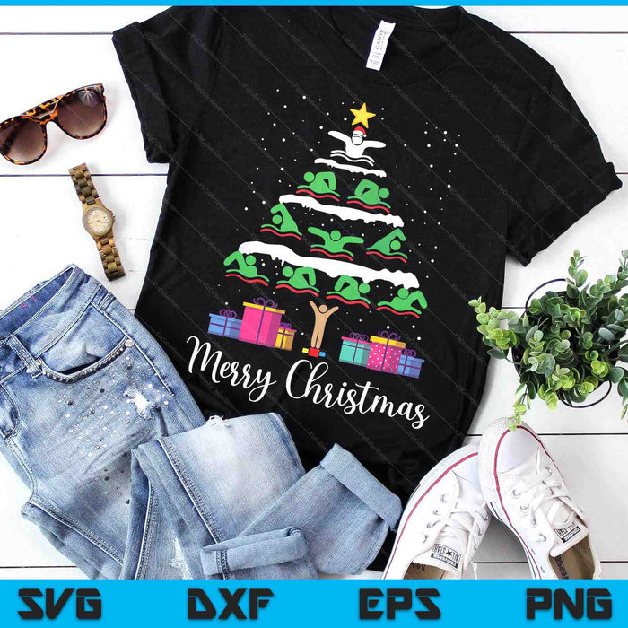 Merry Christmas Santa Christmas Tree Swiming Lover Swimmer SVG PNG Digital Printable Files Merry Christmas Santa Christmas Tree Swiming Lover Swimmer SVG PNG Digital Printable Files