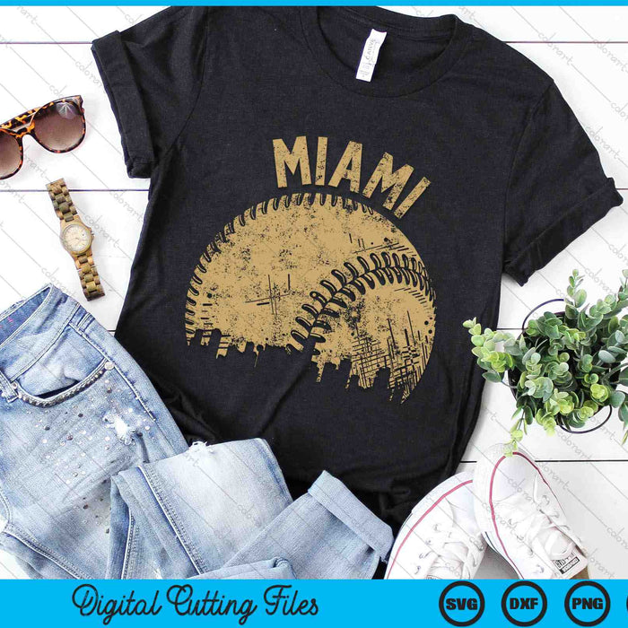 Miami Baseball Skyline Player Coach Fan SVG PNG Digital Printable Files Miami Baseball Skyline Player Coach Fan SVG PNG Digital Printable Files