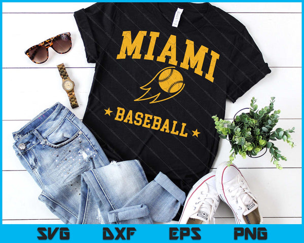 Miami Baseball Vintage Gameday Retro Baseball Lover SVG PNG Digital Printable Files