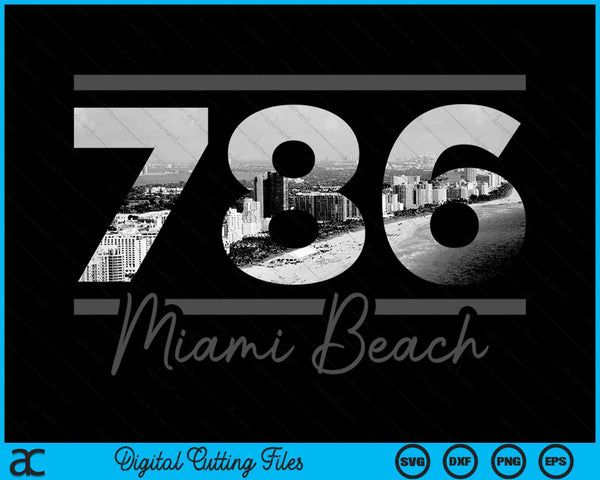 Miami Beach 786 Area Code Skyline Florida Vintage SVG PNG Digital Cutting Files