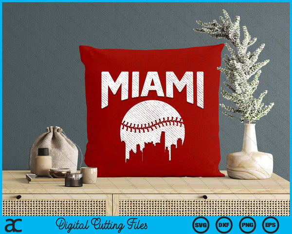 Miami City California Baseball Skyline Vintage Souvenir SVG PNG Digital Printable Files