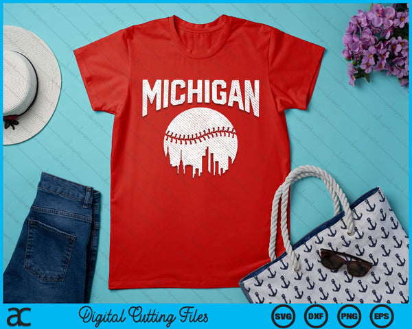 Michigan City California Baseball Skyline Vintage Souvenir SVG PNG Digital Printable Files