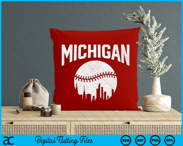 Michigan City California Baseball Skyline Vintage Souvenir SVG PNG Digital Printable Files