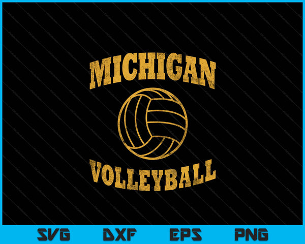 Michigan Volleyball Classic Vintage Distressed SVG PNG Digital Cutting Files