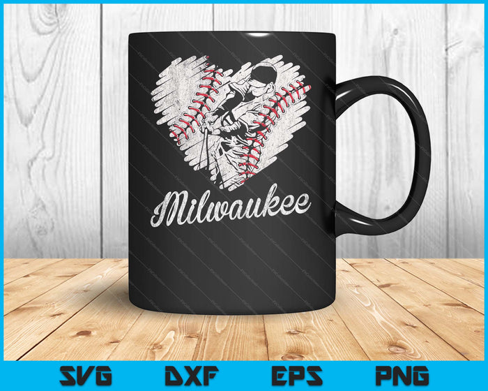 Milwaukee Baseball Heart Distressed Vintage Baseball Fans SVG PNG Digital Printable Files Milwaukee Baseball Heart Distressed Vintage Baseball Fans SVG PNG Digital Printable Files