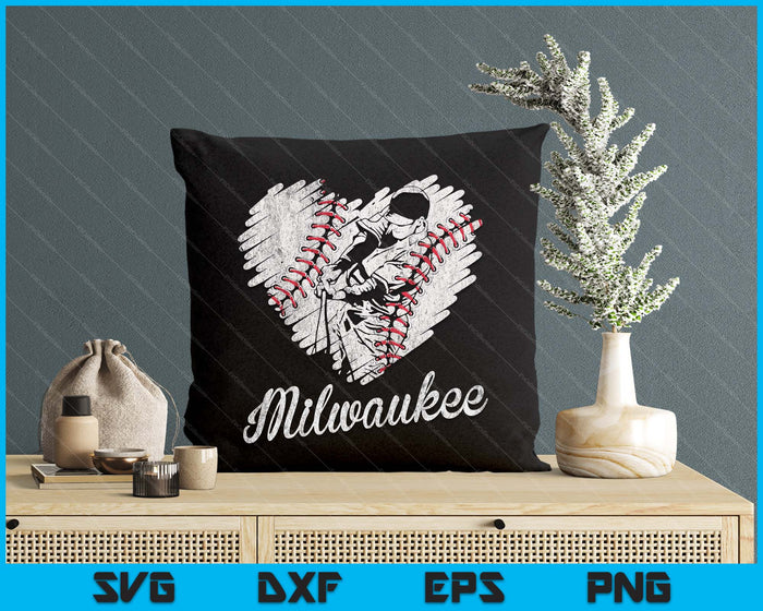 Milwaukee Baseball Heart Distressed Vintage Baseball Fans SVG PNG Digital Printable Files Milwaukee Baseball Heart Distressed Vintage Baseball Fans SVG PNG Digital Printable Files