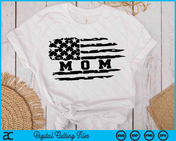 Mom Distressed American Flag SVG PNG Digital Cutting Files