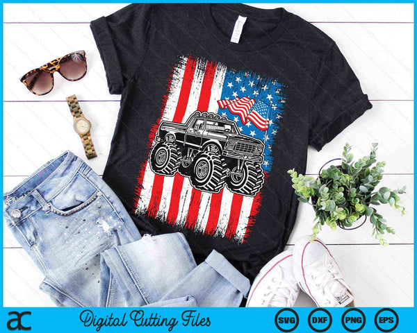 Monster Truck American Flag Racing USA Patriotic SVG PNG Digital Cutting Files