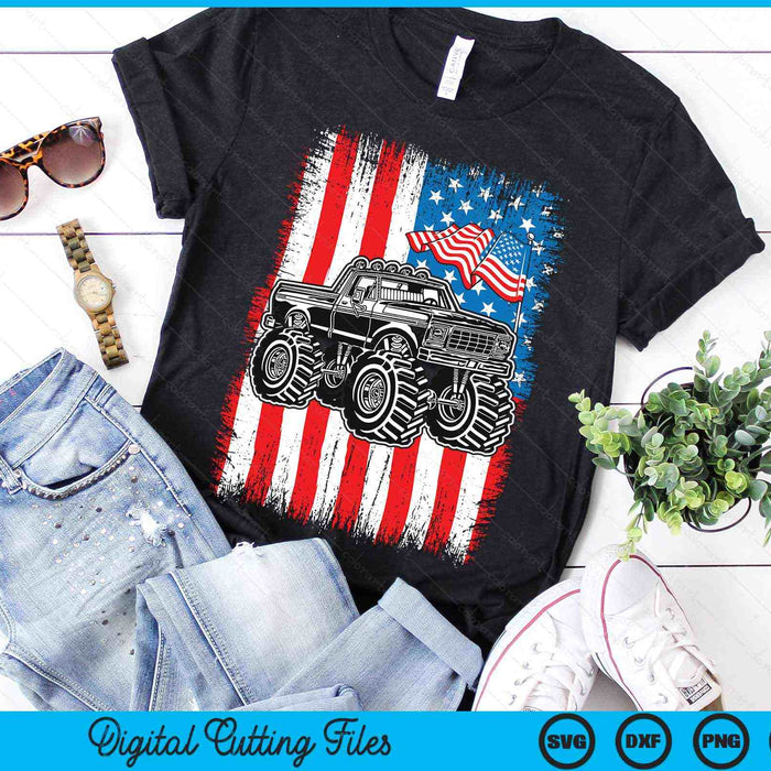 Monster Truck American Flag Racing USA Patriotic SVG PNG Digital Cutting Files Monster Truck American Flag Racing USA Patriotic SVG PNG Digital Cutting Files