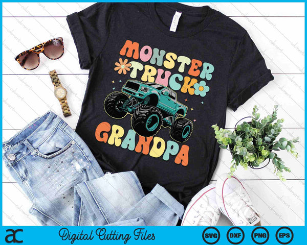 Monster Truck Grandpa Groovy Truck Lover SVG PNG Digital Printable Files