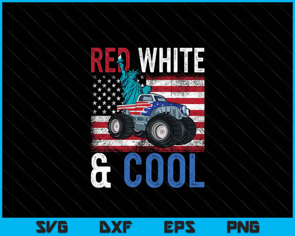 Monster Truck Statue Liberty 4th Of July Boys American Flag SVG PNG Digital Cutting Files