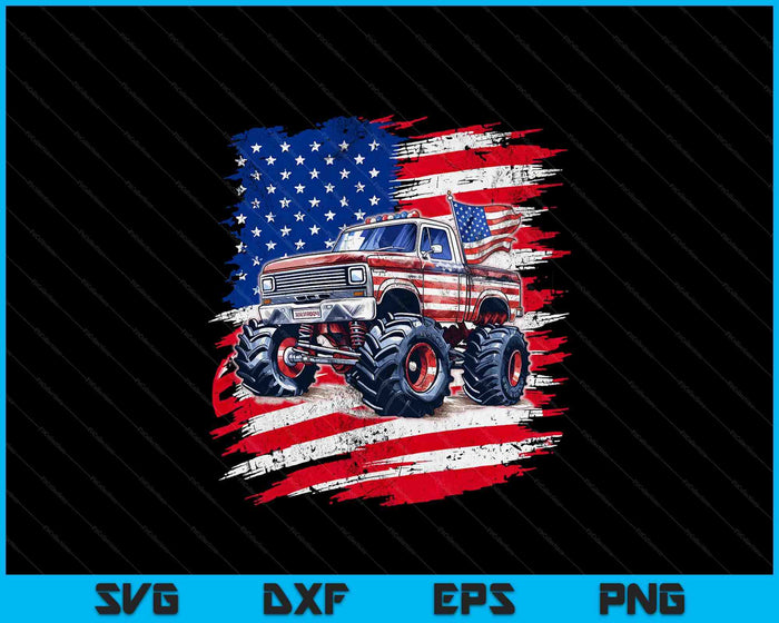 Monster Truck USA Flag American 4th Of July SVG PNG Digital Printable Files Monster Truck USA Flag American 4th Of July SVG PNG Digital Printable Files