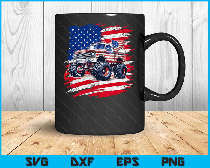 Monster Truck USA Flag American 4th Of July SVG PNG Digital Printable Files Monster Truck USA Flag American 4th Of July SVG PNG Digital Printable Files