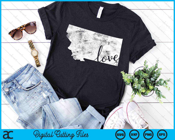 Montana Home Love Vintage State Map Outline SVG PNG Cutting Printable Files