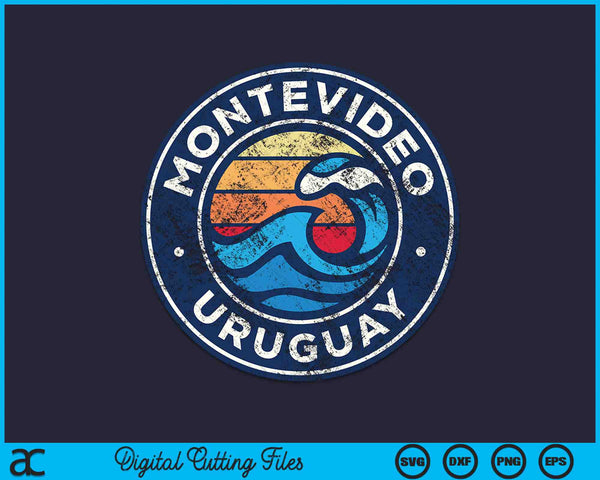Montevideo Uruguay Vintage Nautical Waves Design SVG PNG Digital Cutting Files