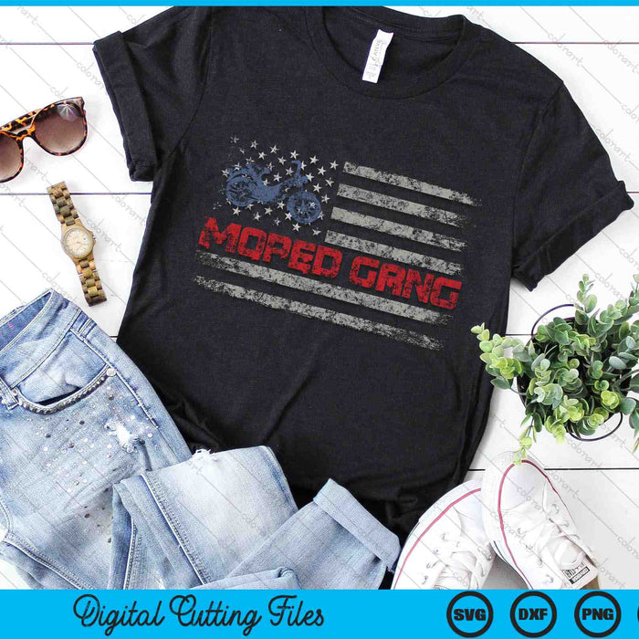 Moped Gang USA Flag Mokick Rider Old Motorcycle Enthusiast SVG PNG Digital Cutting Files