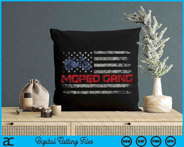 Moped Gang USA Flag Mokick Rider Old Motorcycle Enthusiast SVG PNG Digital Cutting Files