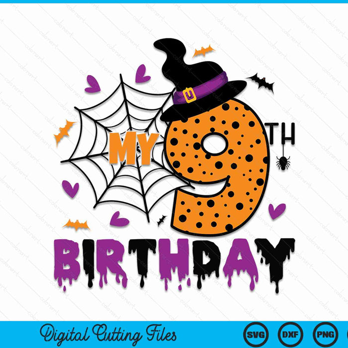 My 9th Birthday Halloween Party Spooky 9 Year Old SVG PNG Digital Cutting File My 9th Birthday Halloween Party Spooky 9 Year Old SVG PNG Digital Cutting File