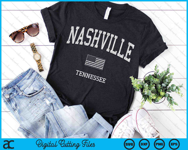 Nashville Tennessee TN Vintage American Flag SVG PNG Digital Cutting Files