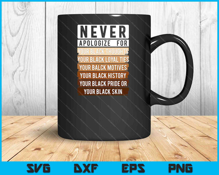 Never Apologize Black History Month BLM Melanin SVG PNG Cutting Printable Files Never Apologize Black History Month BLM Melanin SVG PNG Cutting Printable Files