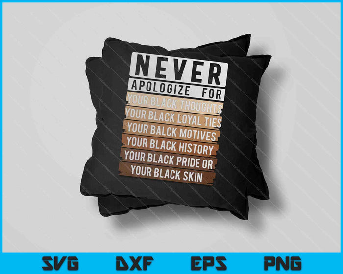 Never Apologize Black History Month BLM Melanin SVG PNG Cutting Printable Files Never Apologize Black History Month BLM Melanin SVG PNG Cutting Printable Files