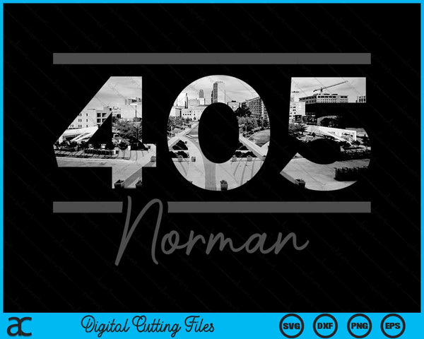 Norman 405 Area Code Skyline Oklahoma Vintage SVG PNG Digital Cutting Files
