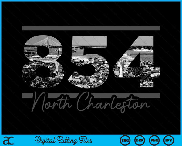 North Charleston 854 Area Code Skyline South Carolina Vintage SVG PNG Digital Cutting Files
