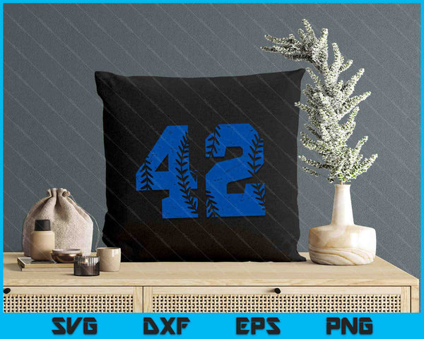 Number #42 Baseball Blue Vintage Number SVG PNG Digital Printable Files